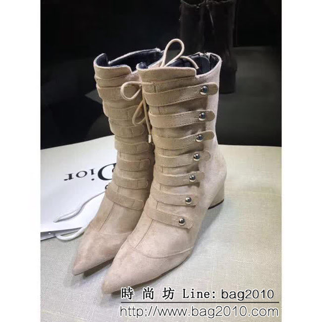 DIOR迪奧 Cruise Clollection 系列 絨裏8寸短靴 杏色 QZS1293